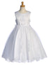 Girls White Embroidered Tulle Corset Sides Satin Communion Dress 6-12